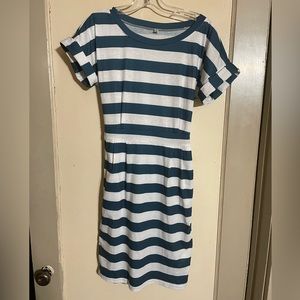 Teal and White Stripe Dress